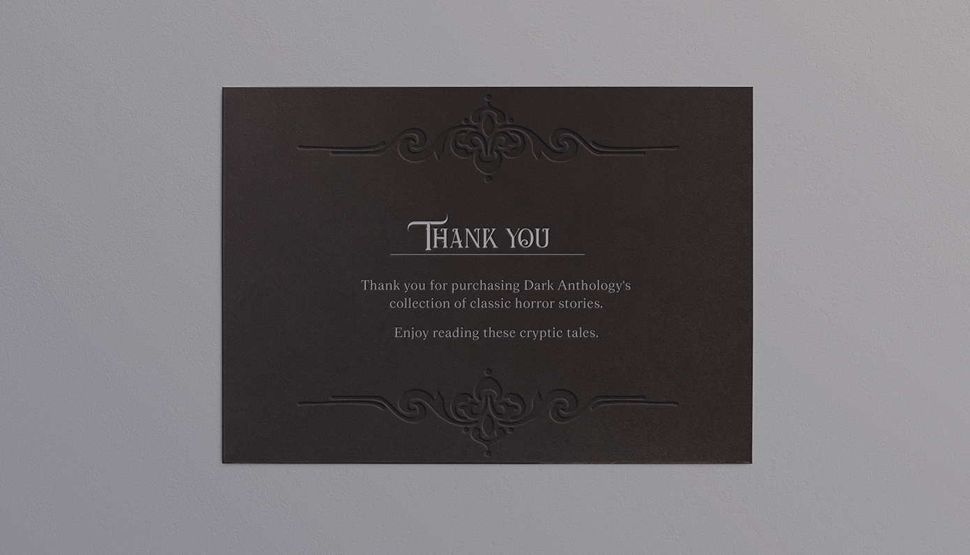 Dark Anthology thank you card